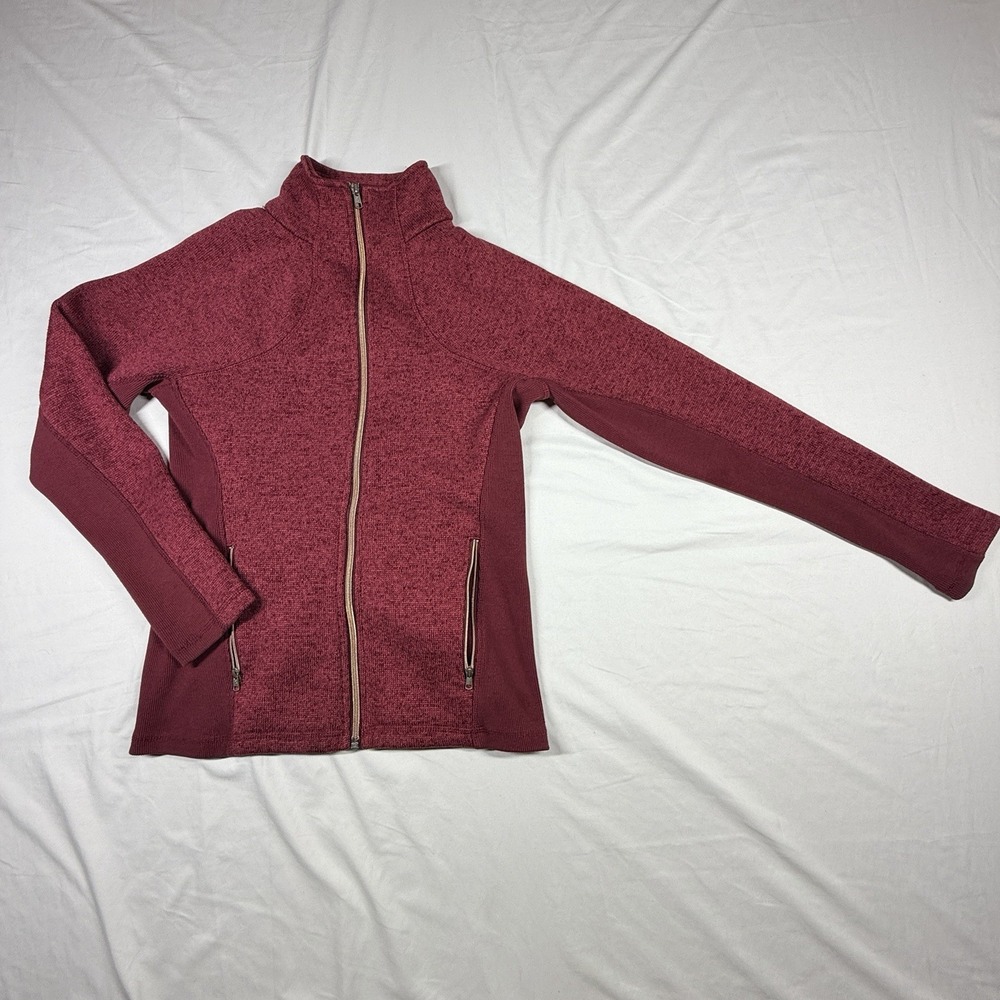 Browning Sweater Fleece Lined Jacket Burgundy Red Womens Sz M Full Zip